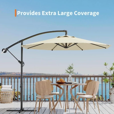 10FT Patio Umbrella,Cantilever Umbrella With Easy Lift & Tilt Adjustment,8 Ribs Sun Umbrella For Backyard 3 10FT Patio Umbrella,Cantilever Umbrella With Easy Lift & Tilt Adjustment,8 Ribs Sun Umbrella For Backyard