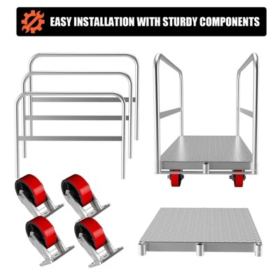 2-in-1 Heavy Duty Panel Truck Cart, All Steel Platform Truck, 2200 Lbs Capacity, 1 Front & 2 Side Railings, 4 Casters 4 2-in-1 Heavy Duty Panel Truck Cart, All Steel Platform Truck, 2200 Lbs Capacity, 1 Front & 2 Side Railings, 4 Casters - Image 2