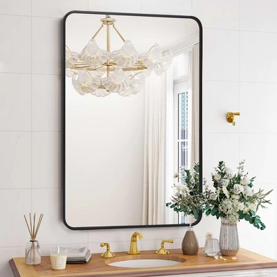 Jojoka Black Metal Framed Bathroom Mirror For Wall - 24X36 Inch Rounded Rectangle Matte Vanity Bathroom Mirror Farmhouse 9 Jojoka Black Metal Framed Bathroom Mirror For Wall - 24X36 Inch Rounded Rectangle Matte Vanity Bathroom Mirror Farmhouse - Image 7