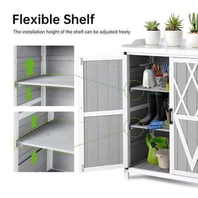 Outdoor Cabinet With Metal Tabletop Garden Potting Bench Table 3 Outdoor Cabinet With Metal Tabletop Garden Potting Bench Table