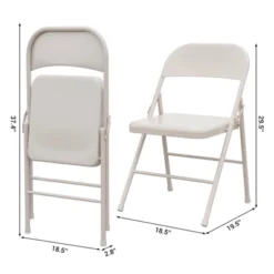Metal Folding Chairs 2 Pack/4 Pack , Double-Hinged Heavy Duty Steel Frame, Foldable & Stackable