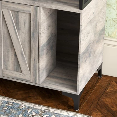 Cat Litter Box Enclosure With Shelves – Hidden Wooden Pet House Storage Cabinet With Open Compartment & Top Shelf, 31.5"L X 17.7"W X 54.7"H, Grey 6 Cat Litter Box Enclosure With Shelves – Hidden Wooden Pet House Storage Cabinet With Open Compartment & Top Shelf, 31.5"L X 17.7"W X 54.7"H, Grey - Image 4