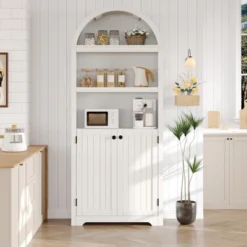 72" Tall Arched Pantry Cabinet With Doors, 5-Tier Kitchen Storage Cabinet With Adjustable Shelves, Wooden Pantry Cabinet -House Beautiful GUEST 55da2077 c0bc 4af2 bbbd f500543f6061