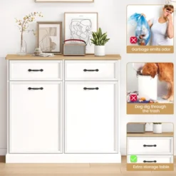 Tilt Out Trash Cabinet, Hidden Trash Storage Cabinet 20 Gallon, Freestanding White Garbage Can Cabinet -House Beautiful GUEST 56695d5f 3575 42a0 a80a 5426f283c916