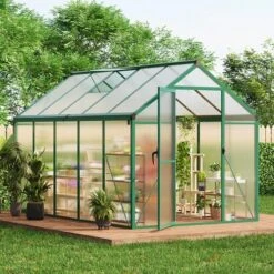 6x10FT Walk In Polycarbonate Greenhouses With Enhanced Aluminum Frame And Roof Vent For Outdoors And Seasons Garden Planting 19 6x10FT Walk In Polycarbonate Greenhouses With Enhanced Aluminum Frame And Roof Vent For Outdoors And Seasons Garden Planting -House Beautiful GUEST 5687cd50 8979 491b b0d9 fb8e11d96402