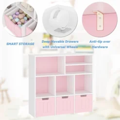 Kids Bookcase Toy Storage Organizer Toy Chest With 3 Movable Drawers & Hidden Wheels Toy Storage Cabinet 15 Kids Bookcase Toy Storage Organizer Toy Chest With 3 Movable Drawers & Hidden Wheels Toy Storage Cabinet -House Beautiful GUEST 5699ca76 277c 424d bcee fccc7a8b201a