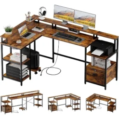 L Shaped Office Desk - 76" Reversible L Shaped Computer Desk Office Desk With Power Outlet And File Drawer Gaming Desk With Monitor Shelf Desk 14 L Shaped Office Desk - 76" Reversible L Shaped Computer Desk Office Desk With Power Outlet And File Drawer Gaming Desk With Monitor Shelf Desk -House Beautiful GUEST 5704ff86 e925 4266 8774 45b9edd87409