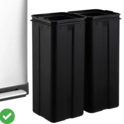 16 Gallon Dual Trash Can 30L+30L Stainless Steel Soft Close Dual Garbage & Recycle Bin -House Beautiful GUEST 579dadac d13f 4337 9421 53607c73f3b7