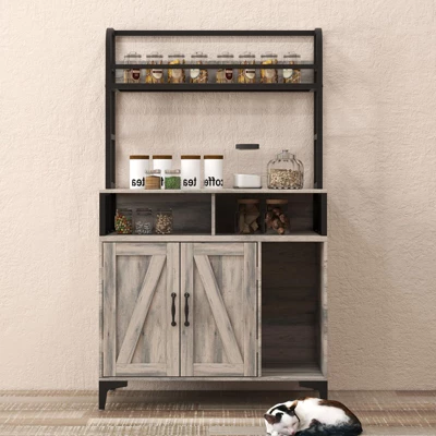 Cat Litter Box Enclosure With Shelves – Hidden Wooden Pet House Storage Cabinet With Open Compartment & Top Shelf, 31.5"L X 17.7"W X 54.7"H, Grey 8 Cat Litter Box Enclosure With Shelves – Hidden Wooden Pet House Storage Cabinet With Open Compartment & Top Shelf, 31.5"L X 17.7"W X 54.7"H, Grey - Image 6