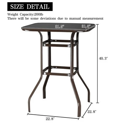 Bar Height Patio Table Bistro High Top Patio Table Outdoor Bar Table Metal Frame Tempered Glass Table 8 Bar Height Patio Table Bistro High Top Patio Table Outdoor Bar Table Metal Frame Tempered Glass Table - Image 6