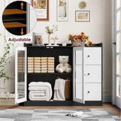 Buffet Cabinet With Storage, 43" Modern Sideboard With Guardrail, Adjustable Shelves, And 3 Drawers, Wood Buffet Table For Kitchen Or Dining Room 13 Buffet Cabinet With Storage, 43" Modern Sideboard With Guardrail, Adjustable Shelves, And 3 Drawers, Wood Buffet Table For Kitchen Or Dining Room -House Beautiful GUEST 59edae46 1c3d 4769 84d9 1a1ab9eec490