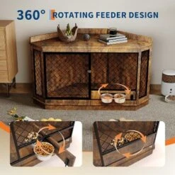 52Inch Corner Dog Crate Furniture With Rotary Feeder, Decorative Dog Crates Dog Cage TV Stand With With Metal Mesh, Heavy Duty Dog Kennel Furniture -House Beautiful GUEST 5a0cd890 2ff4 419d b5a6 daf33148ab1d