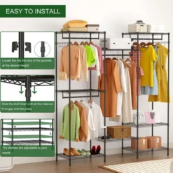 Heavy Duty Clothes Rack With 4 Rails, 8 Hooks & Adjustable Shelves, Freestanding Wardrobe Closet Organizer For Bedroom, Black 10 Heavy Duty Clothes Rack With 4 Rails, 8 Hooks & Adjustable Shelves, Freestanding Wardrobe Closet Organizer For Bedroom, Black -House Beautiful GUEST 5a11f08a e974 45b6 b3ed 781a07976b80