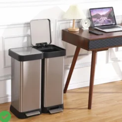 Kitchen Trash Can 2 X 7.93 Gal (2 X 30L) Dual Trash Can With Recycle Bin Stainless Steel Garbage Can -House Beautiful GUEST 5a679050 6bbc 4a4b 8443 d5c6c6d91495