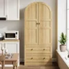 72" Tall Arched Kitchen Pantry Cabinet, Farmhouse Pantry Storage Cabinet With 2 Drawers & Wood Door, Freestanding Versatile Pantry Cabinets