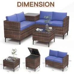 Jojoka 4-Piece All-Weather PE Rattan Patio Sofa Set, Sectional With Loveseat, Coffee Table With Storage, Ideal For Backyard -House Beautiful GUEST 5b2e1a0f bc08 4050 a25f 4ae62a441b2b