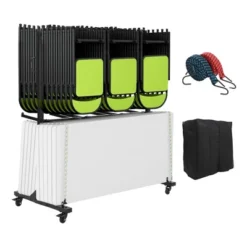 Folding Chair Dolly Cart On Wheels, Adjustable Metal Rack With Cover, Holds Chairs Or Tables -House Beautiful GUEST 5bdc05f2 4634 44f0 a8ce 18c7630bf460