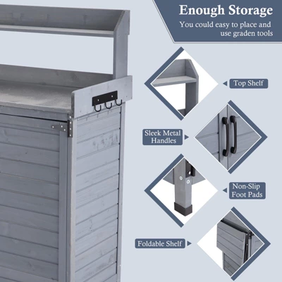 Garden Potting Bench Table, Outdoor Garden Horticultural Wooden Storage Cabinet, Solid Wood Planting Work Bench With Open Top 7 Garden Potting Bench Table, Outdoor Garden Horticultural Wooden Storage Cabinet, Solid Wood Planting Work Bench With Open Top - Image 5