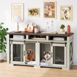 71" Dog Crate Furniture For 2 Dogs, Dog Kennel With 3 Storage Drawers & Removable Divider 17 71" Dog Crate Furniture For 2 Dogs, Dog Kennel With 3 Storage Drawers & Removable Divider -House Beautiful GUEST 5d4e919a 1f89 4a7a b0ee d903f7522cd0