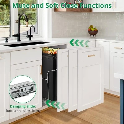 Pull Out Trash Can Under Cabinet, Stainless Steel Slide Out Garbage Can Shelf Under Sink, Adjustable Slide Out Shelf For Waste Can Under Kitchen Sink 5 Pull Out Trash Can Under Cabinet, Stainless Steel Slide Out Garbage Can Shelf Under Sink, Adjustable Slide Out Shelf For Waste Can Under Kitchen Sink - Image 3