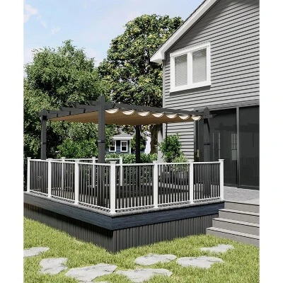 10x13ft Aluminum Pergola With Adjustable UV Waterproof Canopy Rust Resistant Frame Gray Curtains Easy Assembly 8 10x13ft Aluminum Pergola With Adjustable UV Waterproof Canopy Rust Resistant Frame Gray Curtains Easy Assembly - Image 6