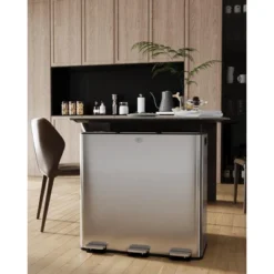90L Three Compartment Trash Can With Soft-Close Lid, Rectangle Step Trash Can, Fingerprint-Resistant Stainless Steel Garbage Bin For Kitchen 15 90L Three Compartment Trash Can With Soft-Close Lid, Rectangle Step Trash Can, Fingerprint-Resistant Stainless Steel Garbage Bin For Kitchen -House Beautiful GUEST 5f4393de 8e77 443f b5d1 3e4944cd76ad