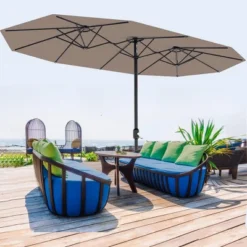 Outdoor Patio Umbrella Outdoor Table Umbrella, Market Umbrella Sturdy Ribs UV Protection Waterproof -House Beautiful GUEST 5f64f876 1091 4b50 8dde b1dcfde61269