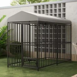4X4x6FT Large Outdoor Dog Kennel, Heavy Duty Metal Dog Cage With Waterproof Roof, Rotating Feeding Bowl And Lock, For All Dog Breeds 21 4X4x6FT Large Outdoor Dog Kennel, Heavy Duty Metal Dog Cage With Waterproof Roof, Rotating Feeding Bowl And Lock, For All Dog Breeds -House Beautiful GUEST 5f7279fc fe18 4b48 8b27 4142de822c0c