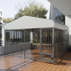 8X4FT/10X10FT/4X4FT Large Outdoor Dog Kennel, Heavy Duty Metal Dog Cage With Roof, Lock And Rotating Feeder, For All Dog Breeds 25 8X4FT/10X10FT/4X4FT Large Outdoor Dog Kennel, Heavy Duty Metal Dog Cage With Roof, Lock And Rotating Feeder, For All Dog Breeds -House Beautiful GUEST 602612eb 7dcb 4910 b4fc 72241f0c782f