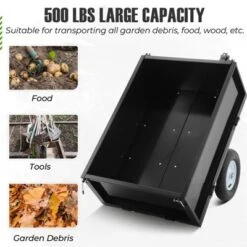 500lb Dump Cart 11.4 Cu Ft Steel Tow Trailer Removable Sides For ATV Lawn Tractor Mower Black -House Beautiful GUEST 6057c0ac d9bc 4e4c 9e27 96e95ebdd43d