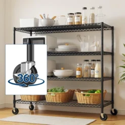 5 Tier Storage Shelves, Wire Shelving Unit With Wheels, 2200LBS Heavy Duty Garage Shelving For Warehouses, Pantry, Kitchen, School -House Beautiful GUEST 6085a751 756b 414b b03f e7b5cd0f82d2