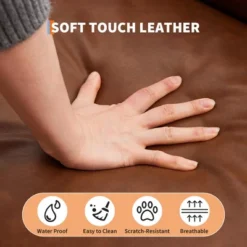 Modern Mid-Century Futon Sofa Bed – Compact 3-Seater Convertible Sleeper Loveseat With Chevron Tufting & Tapered Legs, Brown -House Beautiful GUEST 61070ce9 5da6 4068 b993 943c6061ac72 1