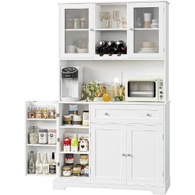 Jojoka Kitchen Pantry Storage Cabinet,Modern Buffet Cabinet With Hutch,Food Pantry With Doors And Shelves For Living Room,White 5 Jojoka Kitchen Pantry Storage Cabinet,Modern Buffet Cabinet With Hutch,Food Pantry With Doors And Shelves For Living Room,White - Image 3