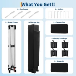 10'x10' Pop-Up Canopy Tent With 3 Sidewalls – Waterproof & UV Resistant Outdoor Gazebo, Easy-Up Sun Shade Shelter For Parties, Events, Black 21 10'x10' Pop-Up Canopy Tent With 3 Sidewalls – Waterproof & UV Resistant Outdoor Gazebo, Easy-Up Sun Shade Shelter For Parties, Events, Black -House Beautiful GUEST 61fb1c4a 2685 4fa8 82fe 35709651c81f