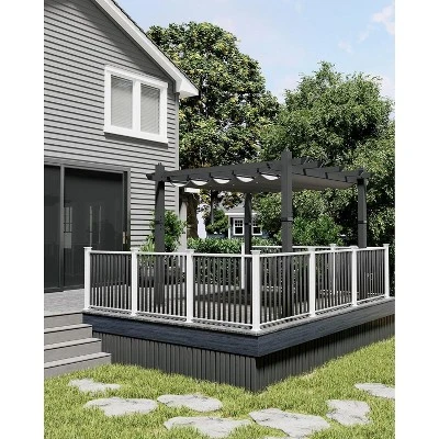 10x13ft Aluminum Pergola Adjustable Waterproof UV Canopy Rust Resistant Frame Easy Assembly Gray Khaki Curtain 5 10x13ft Aluminum Pergola Adjustable Waterproof UV Canopy Rust Resistant Frame Easy Assembly Gray Khaki Curtain - Image 3