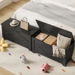 Jojoka 39.4" Storage Chest, Wooden Storage Bench With Safety Hinges, Easy Assembly, Large Toy Chest For Entryway 14 Jojoka 39.4" Storage Chest, Wooden Storage Bench With Safety Hinges, Easy Assembly, Large Toy Chest For Entryway -House Beautiful GUEST 62b6d553 ab1a 4393 95ad 3ff4a3de799a