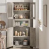 Pantry Cabinet, Tall Bathroom Storage Cabinet With Glass Doors And Adjustable Shelf, Freestanding Cupboard Tall Linen Cabinets