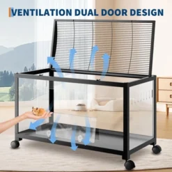Large Hamster Cage With Acrylic Sides, Metal Guinea Pig Cages, Universal Wheels+Chew-Proof Dual Door -House Beautiful GUEST 632f7d37 cfde 48c2 8968 46c729547d3f