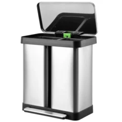 Dual Kitchen Trash Can, Stainless Steel Double Garbage Bin With 2 Compartment, Soft Close Lid, Step Pedal, Removable Buckets -House Beautiful GUEST 64383ec2 7707 4661 a374 f54ae88f7da5