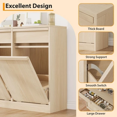 20 Gallon Double Tilt Out Trash Cabinet, Modern Hidden Freestanding Garbage Can & Laundry Hamper Pet Proof Cabinet 7 20 Gallon Double Tilt Out Trash Cabinet, Modern Hidden Freestanding Garbage Can & Laundry Hamper Pet Proof Cabinet - Image 5