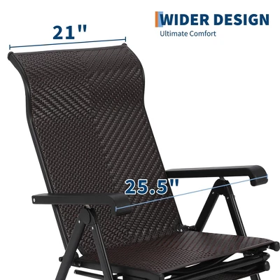 Outdoor Folding Rattan Lounge Chair, Adjustable Recliner Chair With High Backrest And Reversible Footrest, Portable For Patio Garden Pool, Brown 5 Outdoor Folding Rattan Lounge Chair, Adjustable Recliner Chair With High Backrest And Reversible Footrest, Portable For Patio Garden Pool, Brown - Image 3
