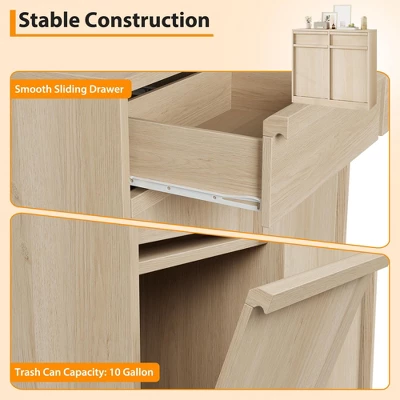 20 Gallon Double Tilt Out Trash Cabinet, Modern Hidden Freestanding Garbage Can & Laundry Hamper Pet Proof Cabinet 9 20 Gallon Double Tilt Out Trash Cabinet, Modern Hidden Freestanding Garbage Can & Laundry Hamper Pet Proof Cabinet - Image 7