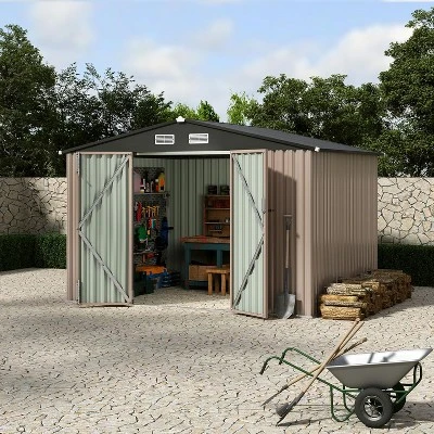 8x10 FT Metal Storage Sheds Outdoor, Metal ToolShed With Lockable Door 6 8x10 FT Metal Storage Sheds Outdoor, Metal ToolShed With Lockable Door - Image 4