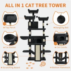 68.5-Inch Heavy-Duty Cat Tree For Large Cats & Indoor Cats, Multi-Level Cat Tower With 2 Condos, Plush Perches, Sisal Scratching Posts -House Beautiful GUEST 65bea475 8554 4318 a1fb 9fff86e00b43