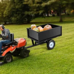 500lb Dump Cart 11.4 Cu Ft Steel Tow Trailer Removable Sides For ATV Lawn Tractor Mower Black -House Beautiful GUEST 66e5f225 ed11 4b4d a4b5 a4d3007144e0