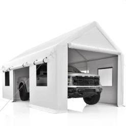 12 X 20FT Heavy Duty Carport With Roll-Up Windows, Portable Garage With Removable Sidewalls & Doors 20 12 X 20FT Heavy Duty Carport With Roll-Up Windows, Portable Garage With Removable Sidewalls & Doors -House Beautiful GUEST 66f70bc0 563e 4d06 a36e 59d5847c377c