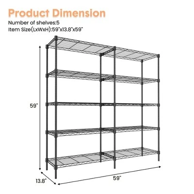 Heavy Duty 5-Shelf Metal Shelving Unit, Industrial Strength Metal Shelving, Adjustable Garage Shelving For Warehouses 3 Heavy Duty 5-Shelf Metal Shelving Unit, Industrial Strength Metal Shelving, Adjustable Garage Shelving For Warehouses