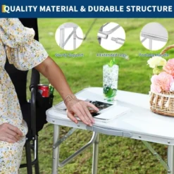 Small Folding Table, Adjustable Height Aluminum Frame Foldable Camping Table With Carrying Handle 13 Small Folding Table, Adjustable Height Aluminum Frame Foldable Camping Table With Carrying Handle -House Beautiful GUEST 673a3c5a 00f2 475e ab1f aa18949f428f 1