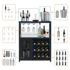 3-Tier Industrial Wine Bar Cabinet With Detachable Wine Rack, Drawer, Glass Holder & Mesh Doors Durable Sideboard And Buffet Storage, Brown 21 3-Tier Industrial Wine Bar Cabinet With Detachable Wine Rack, Drawer, Glass Holder & Mesh Doors Durable Sideboard And Buffet Storage, Brown -House Beautiful GUEST 67a7fb5f 4e2c 4c8e 8d58 2b514d2ed87a