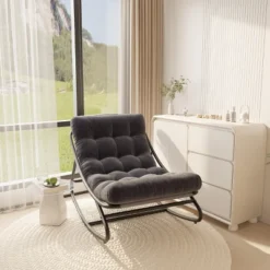 Rocking Chair, Egg Style Indoor/Outdoor, Thick Cushioned Patio Rocker With Sturdy Base -House Beautiful GUEST 682db896 eb9b 4994 9a49 a261bcb493c6